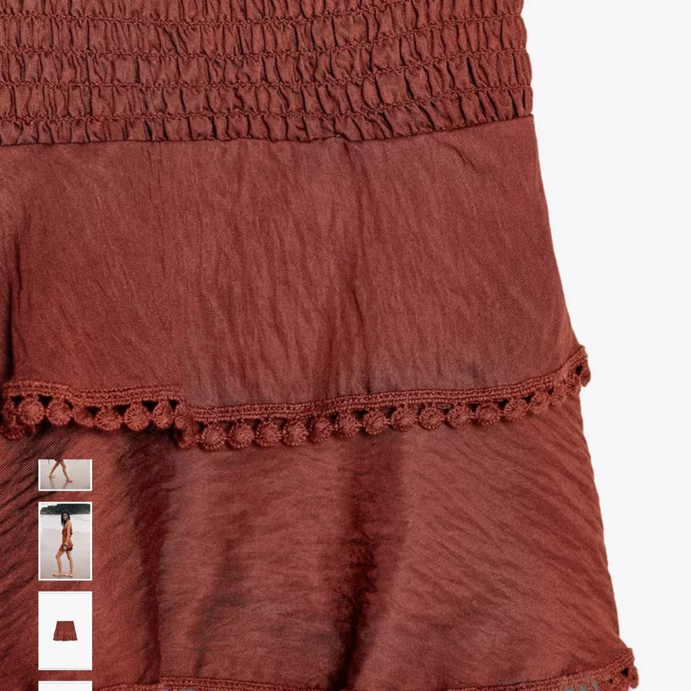 Zara Terracotta Mini Skirt with Tiered Ruffles - Picture 3 of 9
